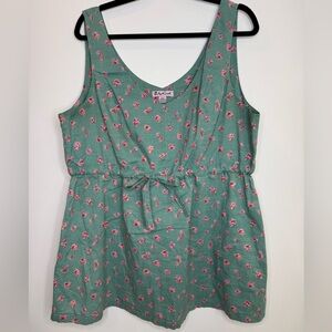 April Cornell Green Floral drawstring feminine tank top size XXL